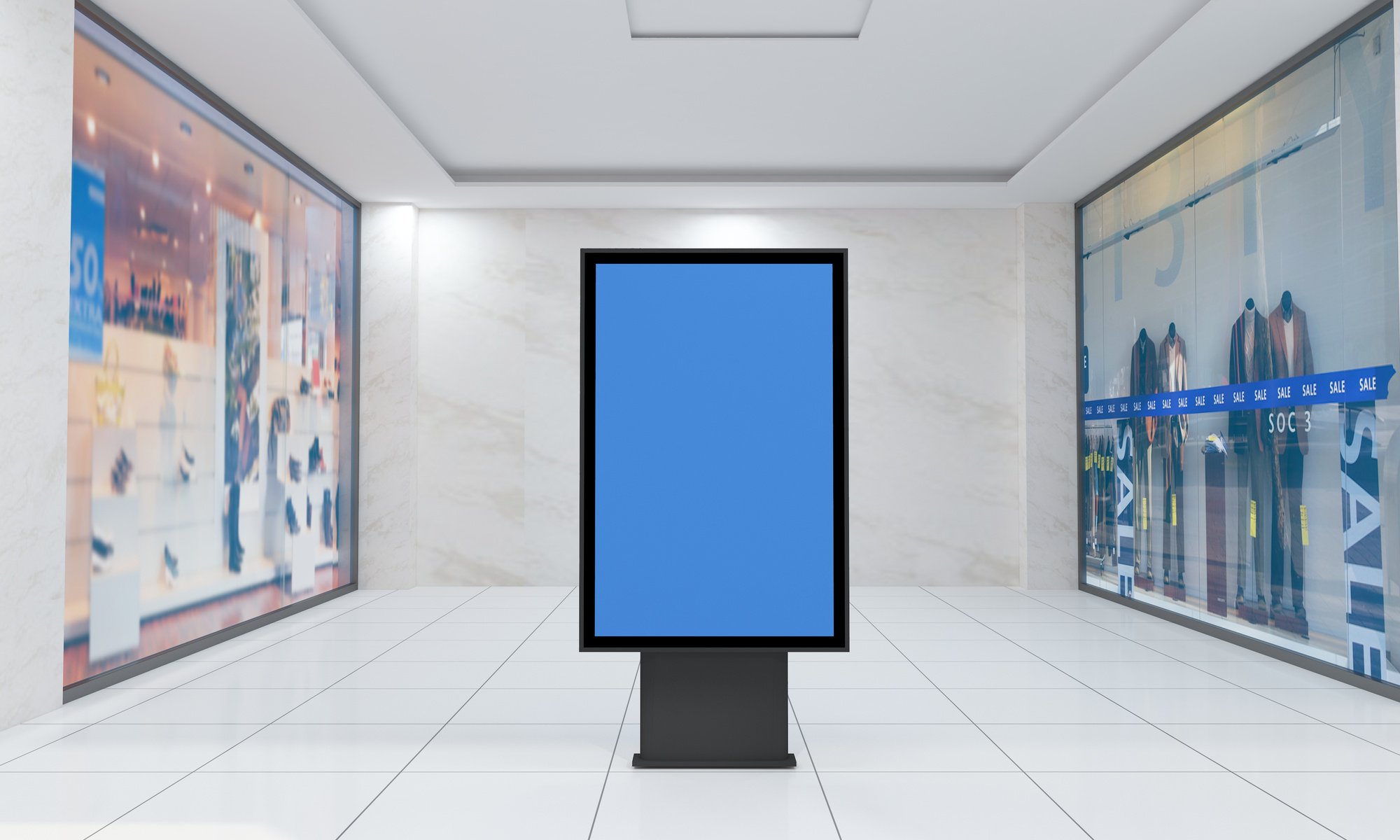 Digital Advertisement Panel in the Mall 3D Mockup